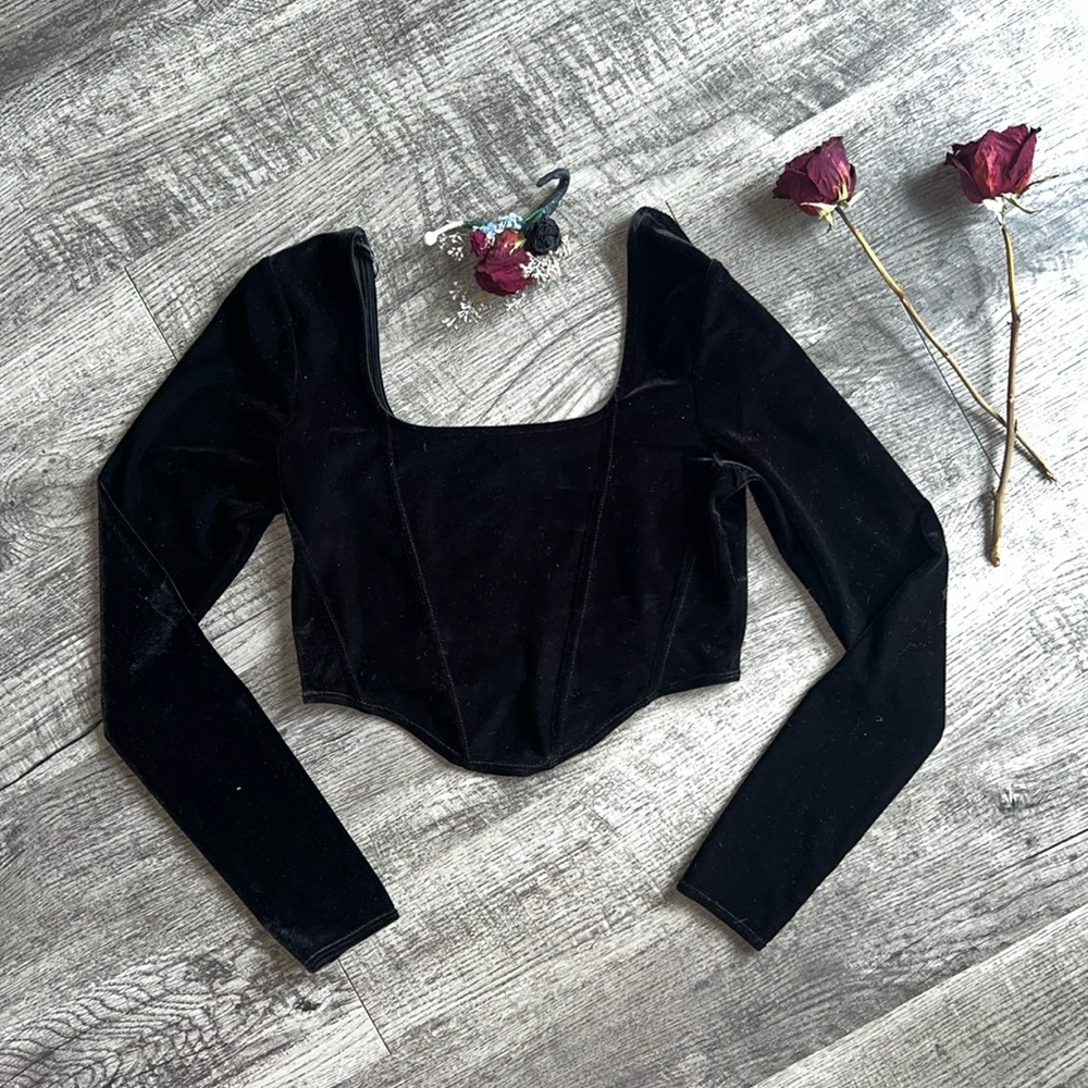 Velvet Corset crop top blouse 🥀